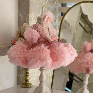 Abito con Paillettes e Piume per Bambine, Vestiti di Lusso per Bambini, Eleganti Abiti per Ragazze, Outfit alla Moda - Product Image 6