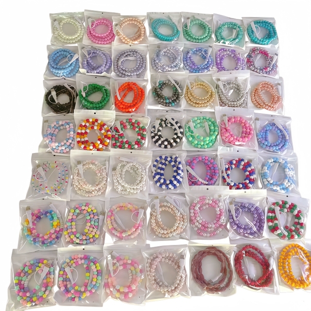 New 17 Type-C Charging Cable for Phone and Computer Fashion Colorful Beaded Cords for Daily Use