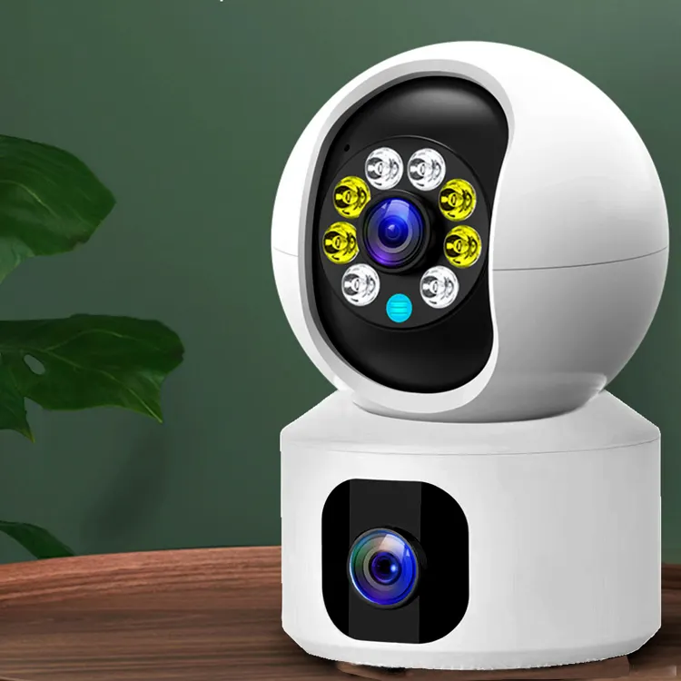 355 degree wifi night vision indoor CCTV PTZ solt bullet dome wireless dual lens 4mp security camera