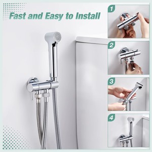 Juego de rociador de bidé de mano para inodoro, montado en la pared, de acero inoxidable 304, negro mate de lujo - Product Image 4