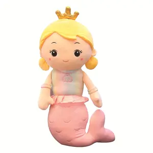 CE/ASTM 2024 grosir mainan boneka putri duyung kecil mewah kustom mainan boneka hewan boneka putri duyung berbulu imut nyaman bayi