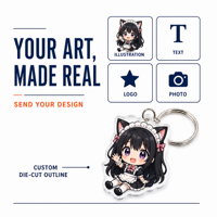 Porte-clés en acrylique Anime Girl, acrylique transparent 3 mm, impression double face, forme et taille personnalisées, anneau métallique, commande en gros, OEM ODM