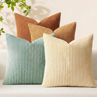 Housses de coussin en velours côtelé, 18x18 pouces, housses de coussin décoratives texturées bordeaux
