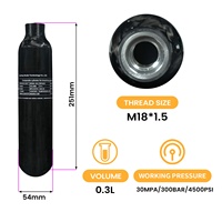 Station de remplissage de paintball TUXING CE Factory haute pression 0,3L Mini 300bar 4500psi légère en fibre de carbone mate pour réservoir PCP