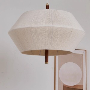 Japanese <b>Style</b> Chandelier Woven Cotton Thread Solid Wood Round E27 LED Light 30cm 45cm 60cm For Bedroom Study Tea Room - Product Image 3
