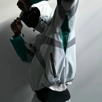 Veste de sport décontractée à capuche personnalisée, patchwork, surdimensionnée, bloc de couleur, réversible, imperméable, veste pour homme