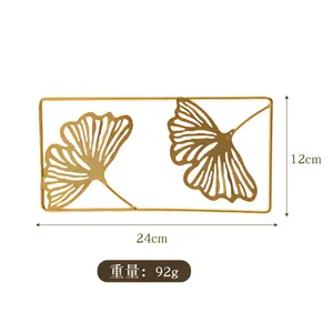 Luxury European style room lobby decoration wall hanging display metal craft gold leaves