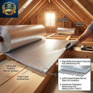Rotolo di Isolamento Moderno Ignifugo in Alluminio e Fibra di Vetro con Anima a Bolle, Impermeabile, per Sottopavimento, Garanzia 5 Anni - Vendita all'Ingrosso - Product Image 1