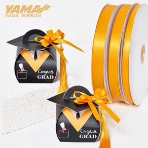 Untuk Yama stok pita 100% poliester Double Face pita Satin kuning emas ukuran 5MM 9MM 16MM 19MM 500Y 300Y 100Y/Roll untuk - Product Image 3