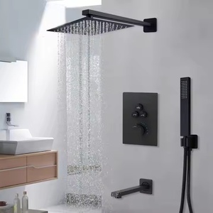 Robinetterie thermostatique encastrée en laiton avec douchette pluie pour salle de bain, ensemble de <span class=keywords><strong>douche</strong></span> eau froide et chaude - Product Image 1