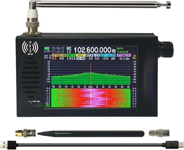 Portable SDR DSP Radio Receiver 100KHz-149MHz 4.3" Touchscreen SSB FM AM CW WFM Full Bandwidth Aluminum Alloy Case Bajei Radio