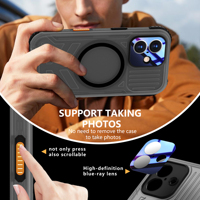 SHELLBOX TPU+PC Desain Armor Bersertifikasi IP68 Permukaan Matte Anti-jatuh di Sudut 100% Tahan Air dengan Cincin Magnetik untuk Ponsel