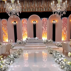 Vente chaude Design Moderne Fête Événement Mariage Pvc Arc Toile de Fond Pvc Ondulation Fanel Pour La Décoration De Toile De Fond De Scène De Mariage - Product Image 4