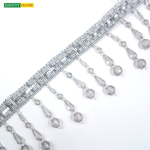 Vêtements Décoration De Rideau Polyester 9cm Largeur Différentes couleurs Cristal <span class=keywords><strong>Épaisse</strong></span> <span class=keywords><strong>Frange</strong></span> De Perles - Product Image 1