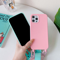 Étui de protection de luxe en silicone doux au toucher avec sangle tressée pour iPhone XS Max XR X 18 17 16 Plus