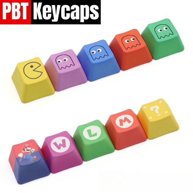 OEM Profile PBT 5pcs keycaps for MX Mechanical Gaming keyboard Gamers Computer KeyCap Color Mario and Ghost Personalise Keycaps