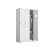 Armoire métallique à 3 portes avec serrure à clé, trous de ventilation, casier de rangement pour vêtements du personnel pour école, gymnase, bureau
