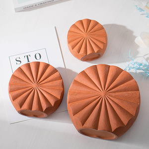 Ensemble <span class=keywords><strong>de</strong></span> vases en céramique terre cuite texturée en éventail - Vases décoratifs rustiques pour la maison et la salle à manger - Product Image 4