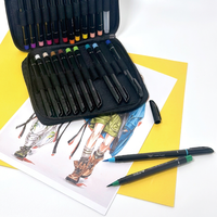 Marqueurs d'art personnalisés avec logo, 48 couleurs, pour coloriage, croquis, à base d'eau, lavables, pointe pinceau, peinture aquarelle, marqueur graffiti artistique