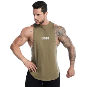 Camiseta sin mangas de algodón con logotipo personalizado para hombre, chaleco deportivo para entrenamiento, gimnasio, Fitness, baloncesto