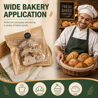 Sac à pain en papier kraft avec fenêtre transparente en PET, emballage alimentaire de qualité, design plat, logo personnalisé, pour toasts, croissants, baguettes