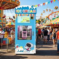 Robot distributeur de crème glacée intelligent à écran tactile, paiement multiple (pièces, carte, QR code), équipement commercial pour la vente de crème glacée molle