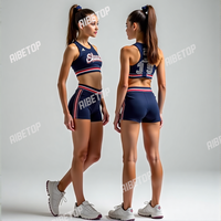 Sparkle Custom Cheer Practice Wear Rhinestone Cheerleading Uniformes Respirant Crop Top et Shorts Set