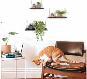 Legno di pizzo Vintage casale intagliato appeso ripiano galleggiante con <span class=keywords><strong>corda</strong></span> per soggiorno e bagno borse di piante vasi di fiori - Product Image 1