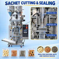 Machine d'emballage DEEPACK pour recettes de pop-corn avec alimentation en granulés et liquides pour essais d'emballage sous film d'ingrédients combinés