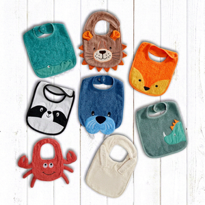 Baberos para Bebé con Forma de Animalitos, Personalizados, 100% Algodón Tejido, Ecológicos, Impermeables, de Secado Rápido, Transpirables, con Bordado, Gruesos - Product Image 1