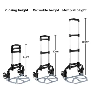 עגלת דולי ומשאית יד מתקפלת, 176LB קיבולת אלומיניום עגלת יד כבדה עם גלגלי PVC, עגלה מתקפלת ניידת להזזה