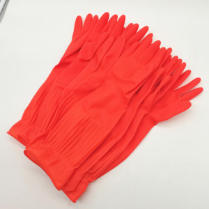 Gants en <span class=keywords><strong>latex</strong></span> floqués rouges de 45 cm, taille moyenne, imperméables, réutilisables, pour le nettoyage de la cuisine, doux, durables, confortables, adaptés au <span class=keywords><strong>contact</strong></span> <span class=keywords><strong>alimentaire</strong></span> - Product Image 6