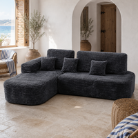 Olivgrünes Jacquard-Chenille L-förmiges Ecksofa-Set mit Chaiselongue Langlebiges Schaumstoffgefülltes Wohnzimmer-Schlafzimmer-Möbelstück