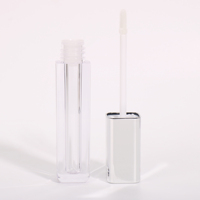 Tubes de brillant à lèvres carrés en plastique argenté à marque privée, avec bouchon à vis, contenants cosmétiques de luxe transparents vides pour rouge à lèvres liquide, personnalisables