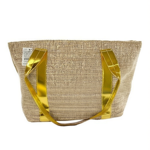 Bolso de mano dorado con clip, 51x37x15cm, bolso de playa para mujer, uso de verano - Product Image 2
