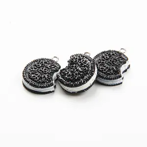 수제 diy 쥬얼리 액세서리 수지 Oreo 반짝이 샌드위치 비스킷 귀걸이 펜던트