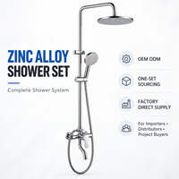 Système de douche mural 3 voies en alliage de zinc chromé poli avec douchette et pommeau de douche en acier inoxydable 201 – Ensemble de douche pour salle de bain