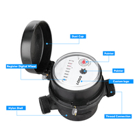 Compteur d'eau domestique en nylon plastique à jet unique de type sec DN20 3/4 pouce ISO4064 Classe B