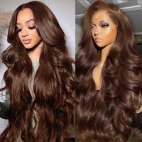Peluca de Cabello Humano Virgen Brasileño con Ondas Suaves, Encaje Frontal HD 13x6/13x4/360, Color Marrón Chocolate, Densidad 200, para Mujer, 30 Pulgadas, Venta al por Mayor