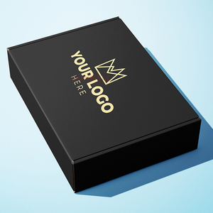 Diseño <span class=keywords><strong>gratuito</strong></span> 12x9x4 Caja de carpetas corrugada negra Logotipo personalizado Materiales reciclados Certificado ISO para calcetines Ropa Comercio electrónico - Product Image 3