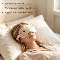 Masque oculaire chauffant au micro-ondes en lin avec motif d'animaux de dessin animé personnalisé, compresse chaude pour les yeux pour soulager la fatigue oculaire et favoriser le sommeil