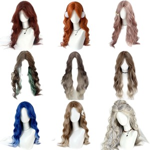 วิกผมลูกไม้ด้านหน้า ผมยาวหยิก พร้อมหน้าม้าปัดข้าง เส้นผมดูเป็นธรรมชาติ คลุมเต็มศีรษะ เส้นใยคาเนคาลอน สำหรับผู้หญิง - Product Image 4