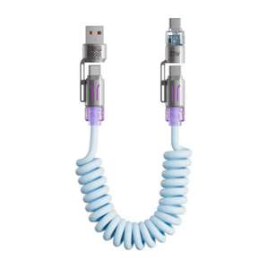 Cable <span class=keywords><strong>USB</strong></span> <span class=keywords><strong>C</strong></span> Retráctil 4 en 1, 65W Carga Rápida, Cable de Carga Multifunción con Blindaje Trenzado para IOS, Android y Automóvil - Product Image 2