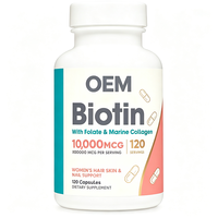 Biotine 10000mcg avec Folate Collagène Marin Cheveux Peau Ongles Femme 120