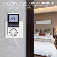 Enchufe Temporizador Digital con Pantalla LCD para UE/Reino Unido/EE. UU./Australia, Enchufe Temporizador de Ahorro de Energía