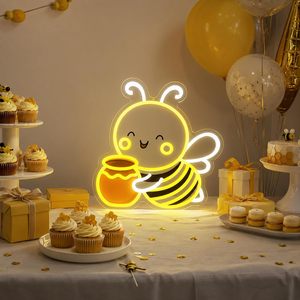 Bee Neon Letreros Neon LED indoor hanging ambient light shop <b>sign</b> wall decoration light entrance indicator light luminous <b>sign</b> - Product Image 5