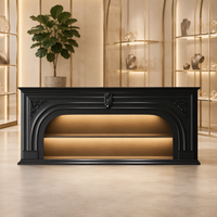 Vitrine Moderne Sophistiquée Noire DEM/ODM en Forme d'Arche avec Éclairage LED et Étagères, Taille Personnalisable pour Salon et Chambre à Coucher