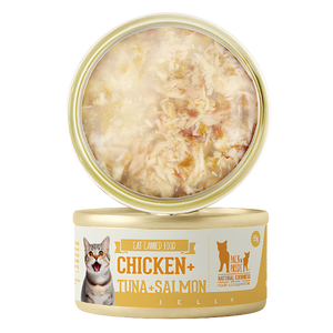 पालतू गीले खाद्य आपूर्तिकर्ता थोक उच्च प्रोटीन समुद्री भोजन चिकन लाल मांस 85 ग्राम पालतू बिल्ली गीला भोजन डिब्बाबंद + टुना + सैल्मन - Product Image 1