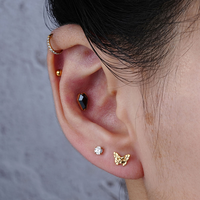 Bijoux de piercing corporel tendance en titane G23 plaqué or, série animale pour enfants, pour lèvre, labret, anneau, oreille, nez