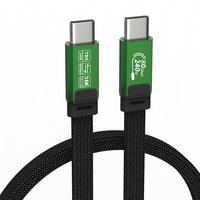 Cable de Carga Rápida Thunderbolt 5 USB C 80Gbps, Plano, de Aleación de Aluminio y Nailon, Tipo C PD, para Banco de Energía y Computadora
